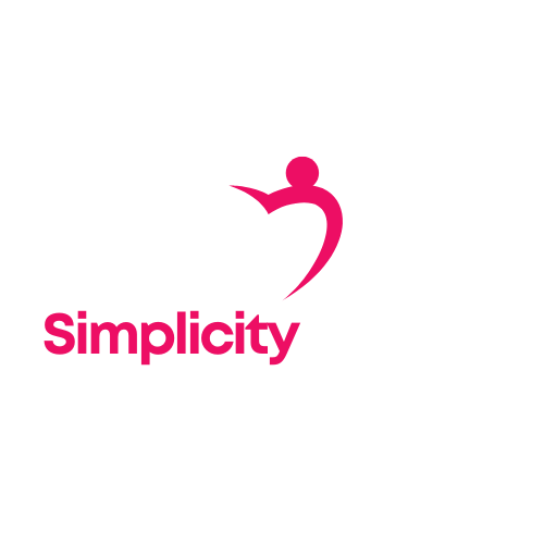 The image features the logo of The Medical Clarity Journal. It consists of a stylized heart shape formed by two abstract figures—one in white resembling an open hand and the other in pink representing a human figure reaching out. Below the logo, the text "Simplicity Clarity" is prominently displayed, with "Simplicity" in bold pink and "Clarity" in bold white. Beneath this, in smaller white font, is the tagline "The Medical Clarity Journal." The design conveys themes of healthcare, compassion, and accessibility.